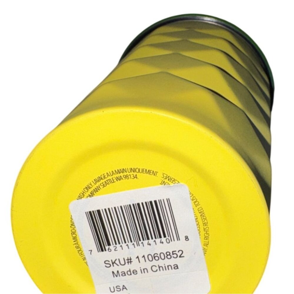 Starbucks Yellow Diamond Textured Tumbler With Green Lid & Straw 16 Oz BPA-Free - Picture 2 of 4